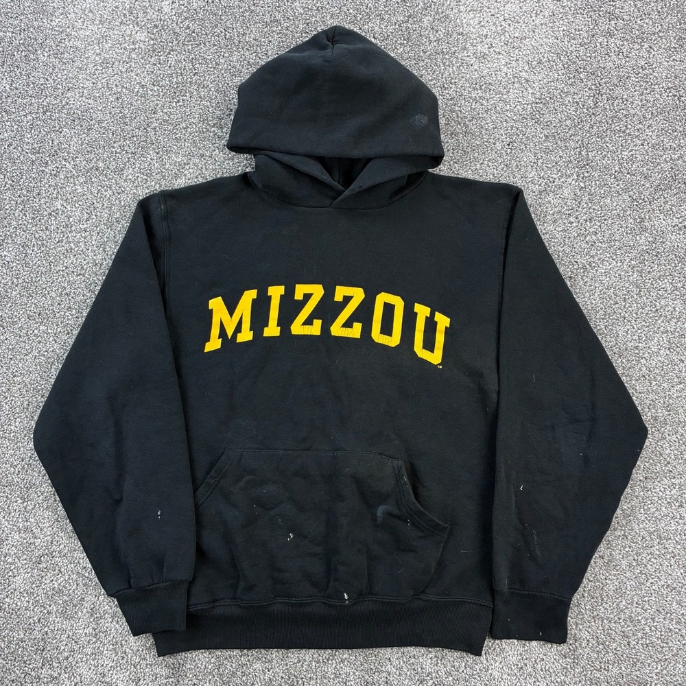 Vintage Missouri Tigers Hoodie Mens Small Black Russell Athletic Mizzou